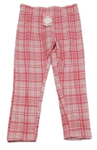 Nové - Světlerůžovo-růžové kostkované legíny Matalan