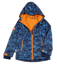 Tmavomodro-modrá vzorovaná softshellová bunda s kapucí Lupilu 