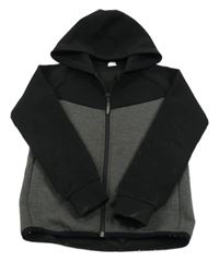 Šedo-černá propínací mikina s kapucí Hema 