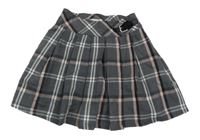 Sivo-ružovo-biela kockovaná skladaná sukňa C&A