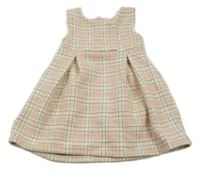 Smetanovo-růžovo-stříbrné kostkované šaty F&F