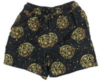 Čierne plážové kraťasy s futbalovymi loptami Next