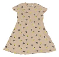 Svetloružové rebrované šaty s ovociem Lily & Dan