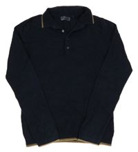 Tmavomodrý vzorovaný sveter s golierikom Next