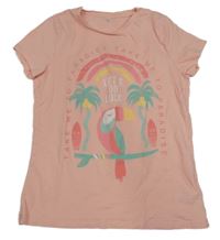 Broskvové tričko s tukanom a dúhou C&A