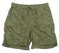 Khaki plátěné kraťasy s palmami Primark