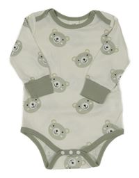 Bílo-khaki rebrované body s medvedíkmi