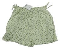 Nové - Světlezelené plátěné kraťasy s kytičkami H&M