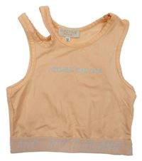 Broskvový športový crop top s prestrihom River Island