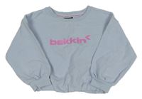 Svetlomodrá crop oversize mikina s logom Bekkin
