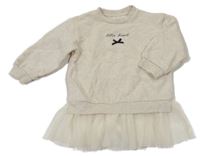 Smetanové teplákovo/tylové šaty s nápisem H&M