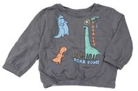 Sivá oversize mikina s dinosaurom Primark