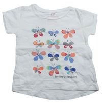 Biele melírované tričko s motýlikmi Bluezoo