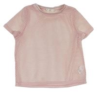 Svetloružové sieťované crop tričko Candy Couture