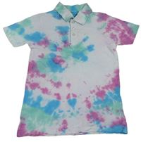 Bielo-modro-zeleno-ružové batikované polo tričko zn. PEP&CO