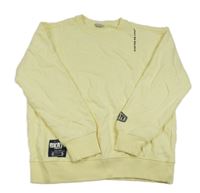 Citronová mikina s nápisom a nášivkou TAPE 'A L'OEIL