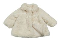 Smetanový kožešinový zateplený kabátek s mašlou a golierikom George