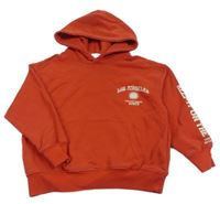 Červená oversize mikina so slniečkom a nápismi a vreckom a kapucňou ZARA