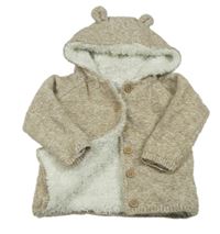 Béžový melírovaný zateplený prepínaci sveter s kapucňou F&F