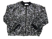 Čierno-strieborná flitrová jarná bunda LEIGH TUCKER