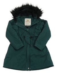 Smaragdová šušťáková zimná parka s odopínacíá kapucňou s kožešinou Mexx