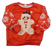 Červená vianočná mikina s perníčkem a vločkami SHEIN