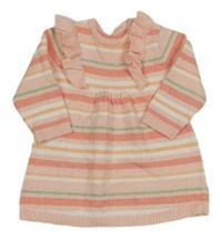 Světlerůžovo-pruhované vzorované úpletové šaty s volánky Nutmeg