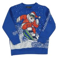 Cobaltovoě modro-biela vianočná mikina so Santou Next