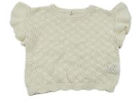 Smetanové ažurové crop tričko s volánky H&M