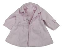 Svetloružový flaušový podšitý kabát s mašľami a golierikom early days