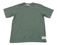 Khakišedé rebrované teplákové tričko s nášivkou ZARA