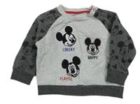 Svetlošedá -tmavosivá melírovaná mikina s Mickey Disney