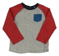 Sivo-červeno-tmavomodrá melírovaná mikina s vreckom Next