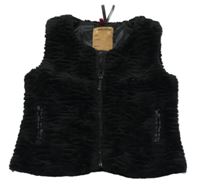Čierna kožušinová zateplená vesta ORCHESTRA