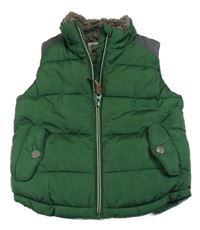 Tmavozeleno/šedá prošívaná šusťáková zateplená vesta Next