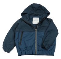 Tmavomodrá kostkovaná šusťáková jarní bunda s kapucí Nutmeg