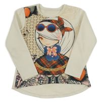 Smetanovo-marhuľová prešívaná dlhá mikina s dívkou