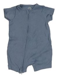 Modro/tmavomodrý žebrovaný kraťasový overal Next