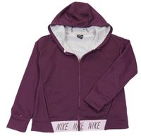 Švestková melírovaná funkční propínací mikina s logy a kapucí Nike