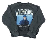 Tmavosivá oversize mikina s Wednesday ZARA