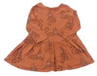 Oranžové bavlnené šaty s leopardmi Next