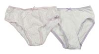 2x Bielo-fialové kalhotky + Bielo-ružové nohavičky so srdiečkami F&F