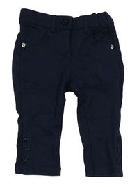 Tmavomodré teplákové chino crop kalhoty s knoflíky Benetton