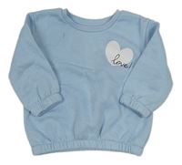 Svetlomodrá mikina so srdcem s nápisom Primark