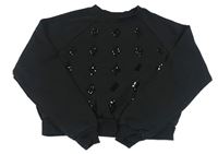Čierna crop mikina s flitrami H&M
