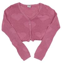 Tmavoružové perforované prepínaci svetrové bolerko so srdiečkami Y.F.K.