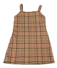 Hnedo-čierno-tmavoružové kockované šaty F&F