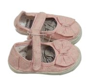 Nové - Růžové výšívané baleríny s mašlí Dunnes