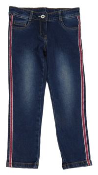 Tmavomodré crop skinny rifle s pruhmi