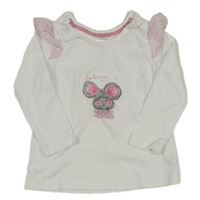 Bílé triko s myškou a volánky C&A